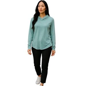 Swiss Alps Teal Outdoor Hoodie Lightweight Long Sleeve Pullover Top Women Size L